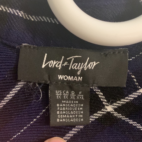 Plaid Navy Lord & Taylor Button Top - Picture 3 of 8